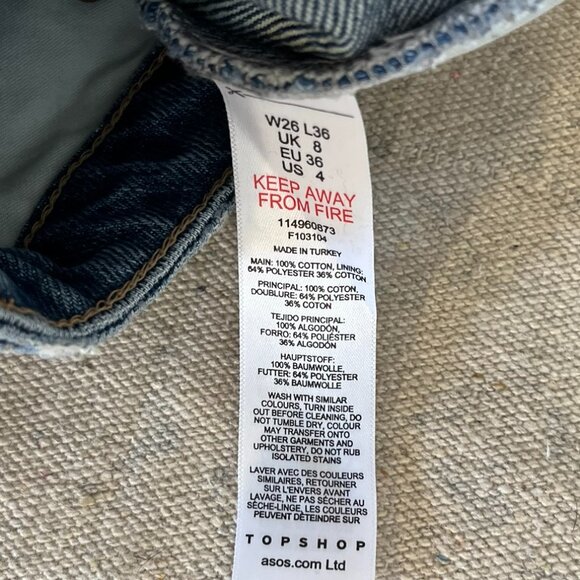 ASOS Top Shop Woman's Tall Original High Rise Mom Jeans Sz 26 L36 - Picture 6 of 10